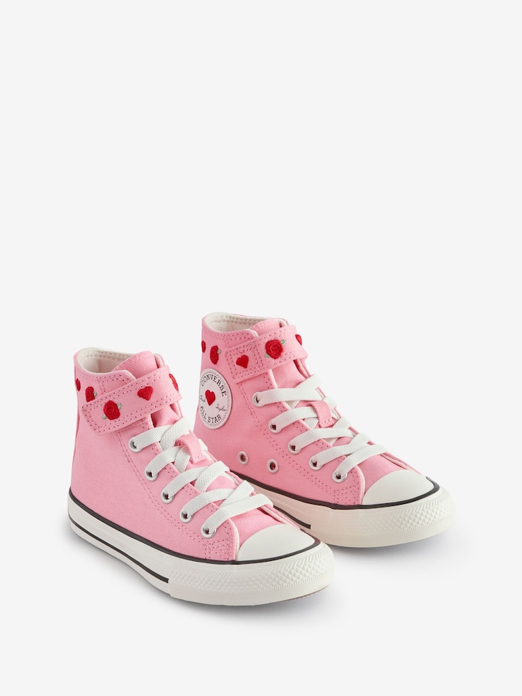 Converse Pink 1V High Top Junior Trainers - Image 3 of 11