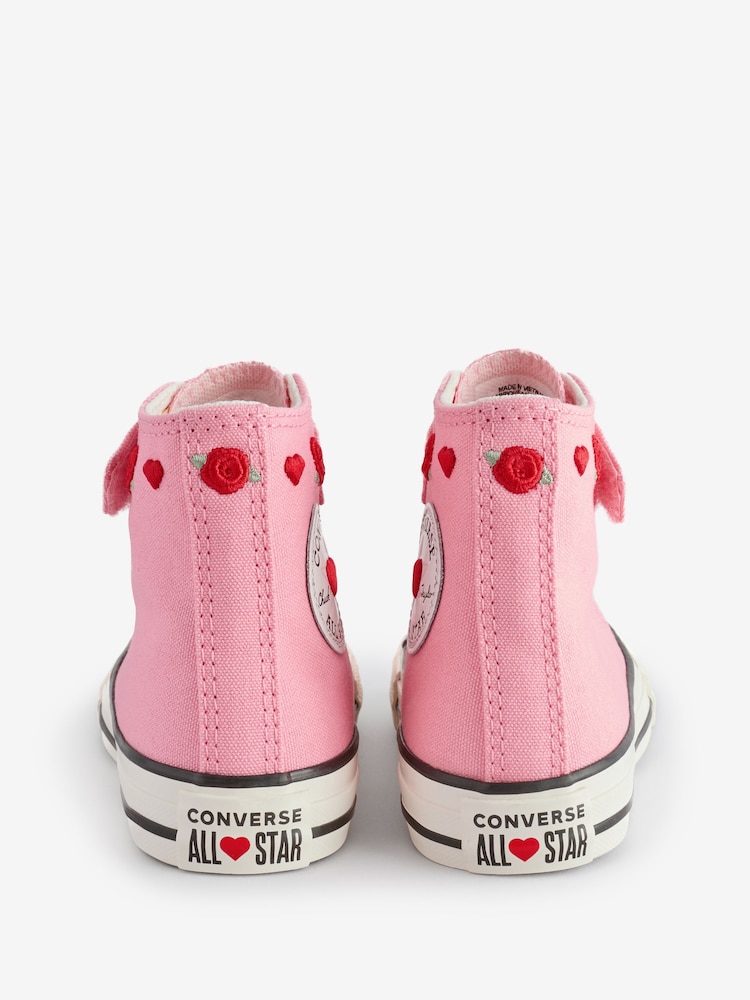 Converse Pink 1V High Top Junior Trainers - Image 6 of 11