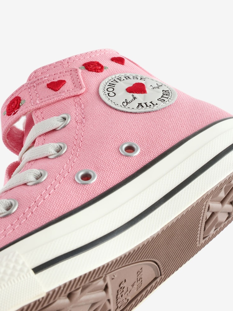 Converse Pink 1V High Top Junior Trainers - Image 8 of 11