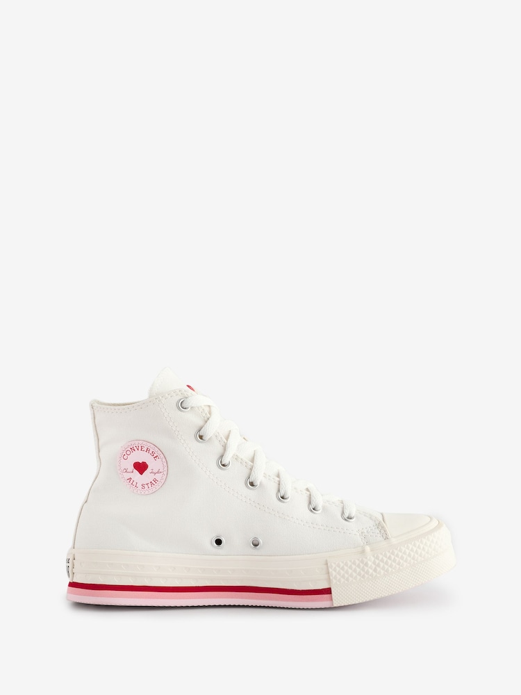 Converse White Youth Hearts EVA Lift Trainers - Image 1 of 9