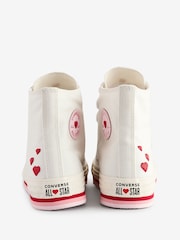 Converse White Youth Hearts EVA Lift Trainers - Image 6 of 9