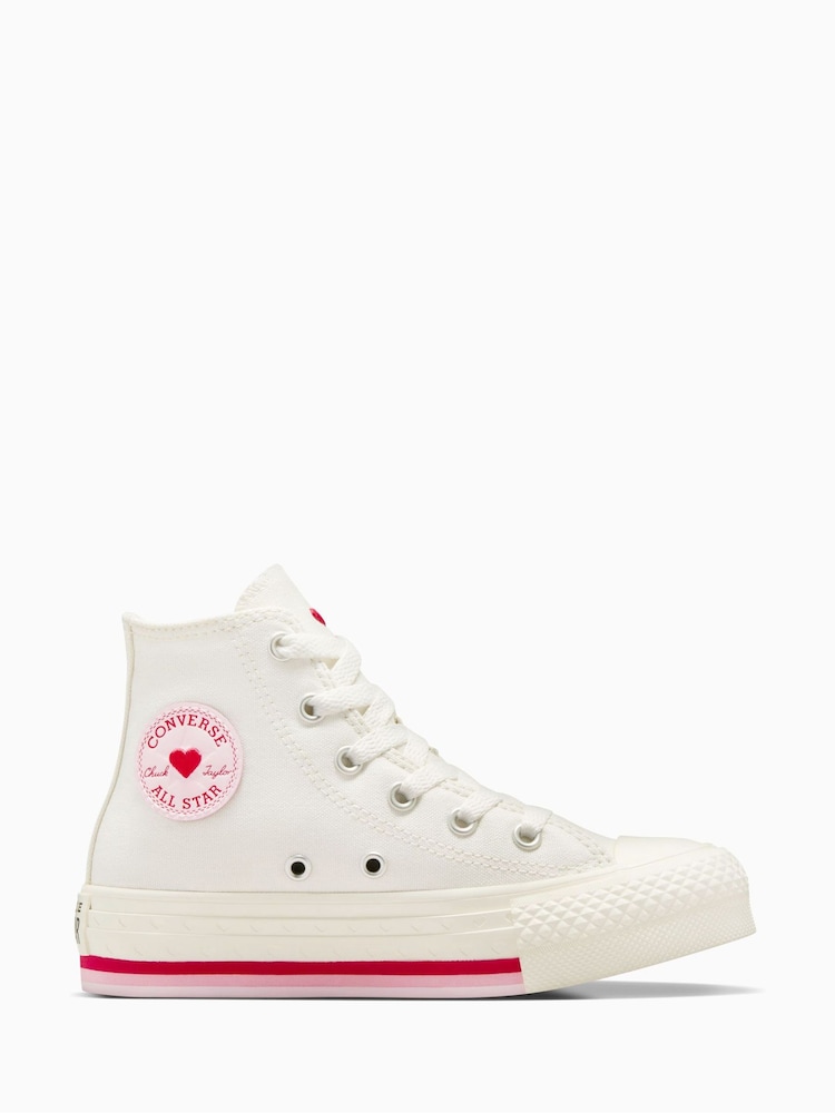 Converse White Junior Hearts EVA Lift Trainers - Image 1 of 9