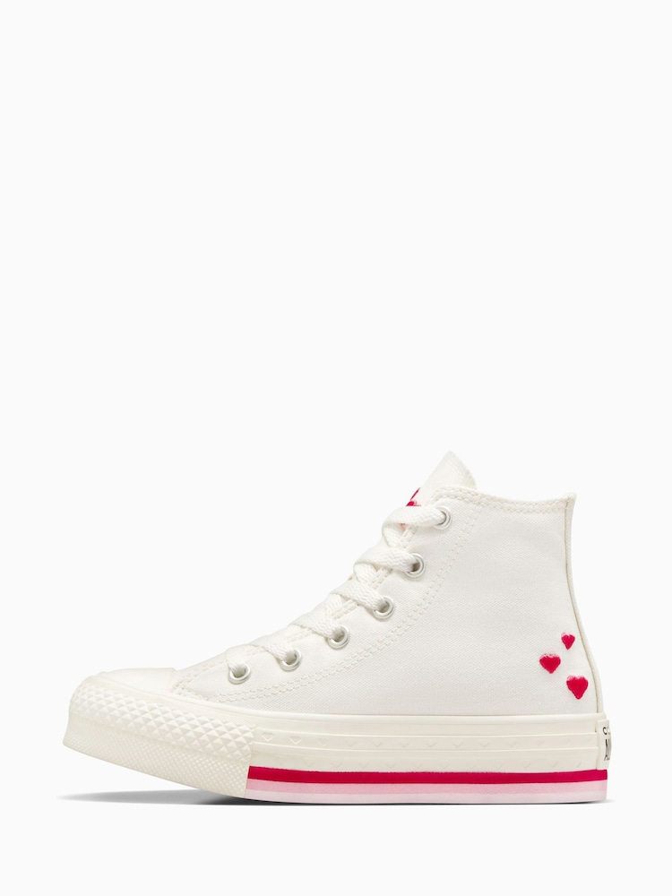 Converse White Junior Hearts EVA Lift Trainers - Image 2 of 9