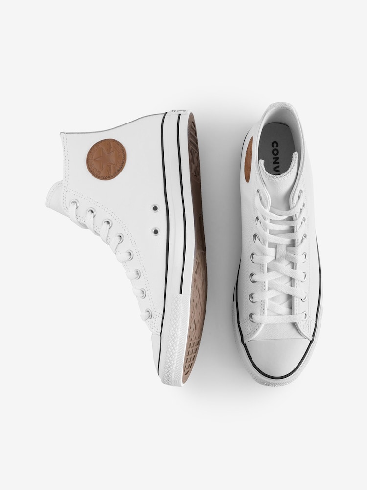 Converse White White Chuck Taylor All Star Leather Trainers - Image 9 of 9