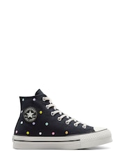 Converse Black Youth Chuck Taylor Embroidered EVA Lift Trainers - Image 1 of 9