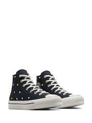 Converse Black Youth Chuck Taylor Embroidered EVA Lift Trainers - Image 3 of 9