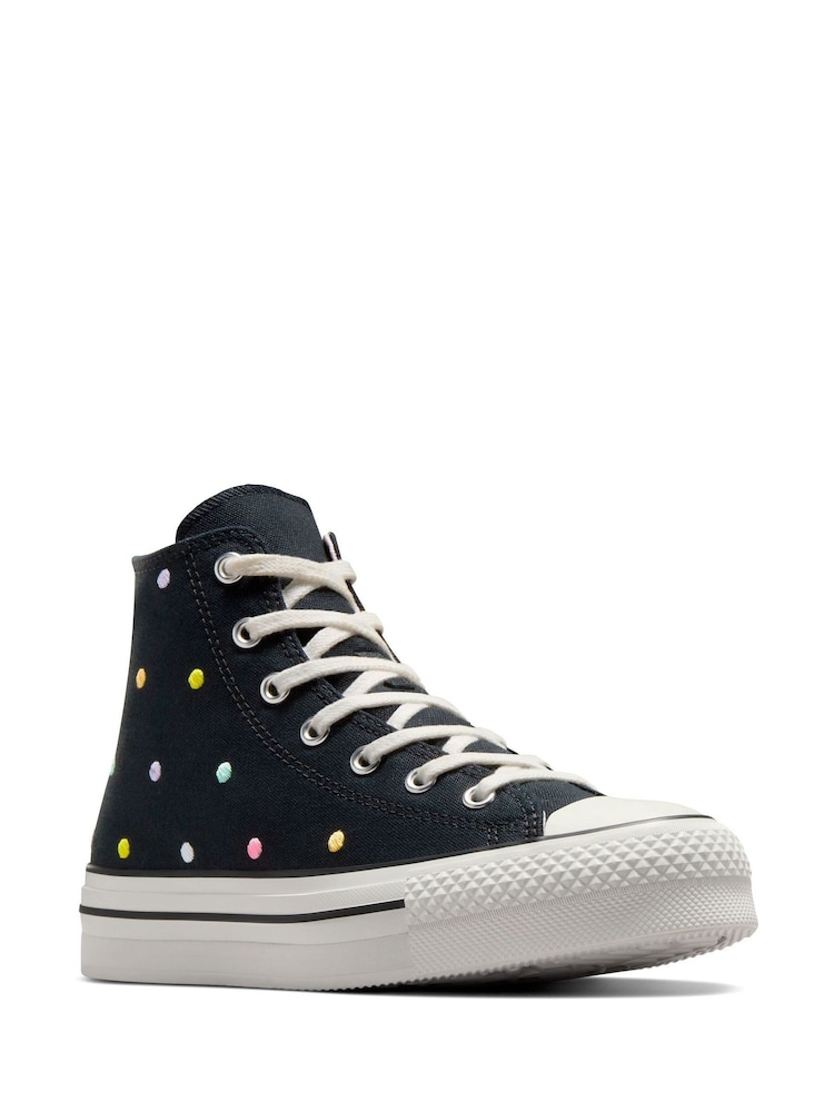 Converse Black Youth Chuck Taylor Embroidered EVA Lift Trainers - Image 6 of 9