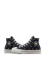 Converse Black Youth Chuck Taylor Embroidered EVA Lift Trainers - Image 7 of 9