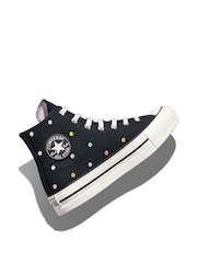 Converse Black Youth Chuck Taylor Embroidered EVA Lift Trainers - Image 8 of 9