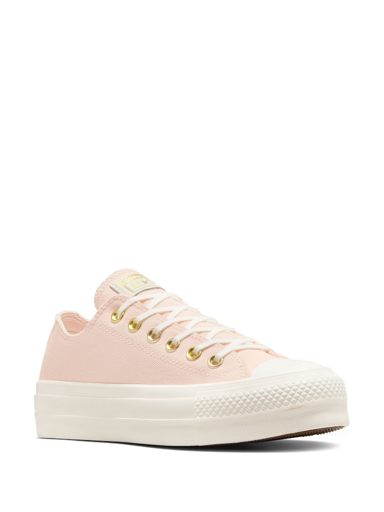 Converse Pink Platform Lift Chuck Ox Trainers - Image 3 of 9