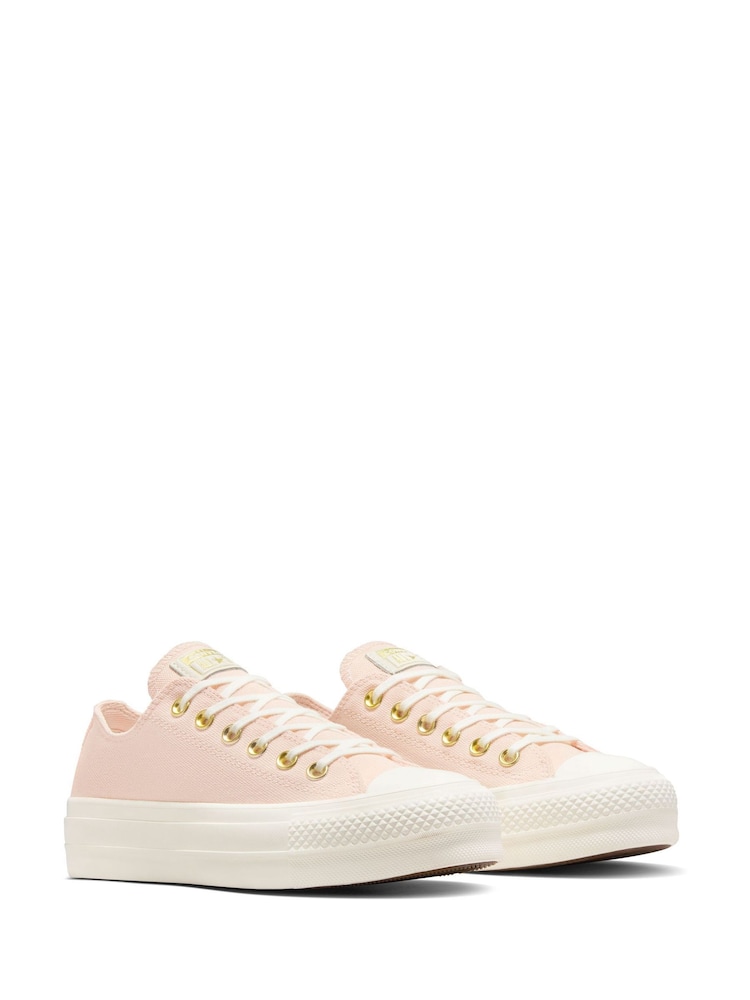 Converse Pink Platform Lift Chuck Ox Trainers - Image 4 of 9
