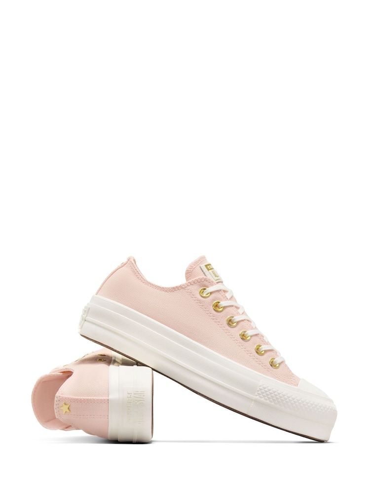 Converse Pink Platform Lift Chuck Ox Trainers - Image 5 of 9