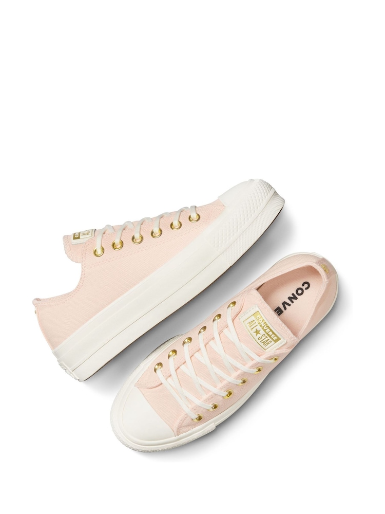 Converse Pink Platform Lift Chuck Ox Trainers - Image 6 of 9