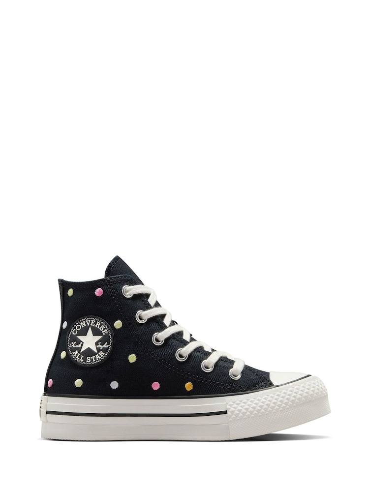 Converse Black Junior Chuck Taylor Embroidered EVA Lift Trainers - Image 1 of 10
