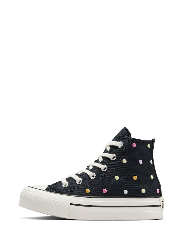 Converse Black Junior Chuck Taylor Embroidered EVA Lift Trainers - Image 2 of 10