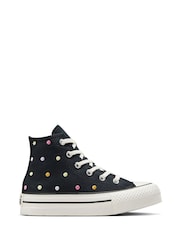 Converse Black Junior Chuck Taylor Embroidered EVA Lift Trainers - Image 3 of 10
