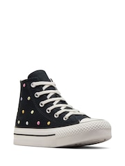 Converse Black Junior Chuck Taylor Embroidered EVA Lift Trainers - Image 4 of 10
