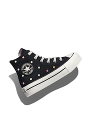 Converse Black Junior Chuck Taylor Embroidered EVA Lift Trainers - Image 5 of 10
