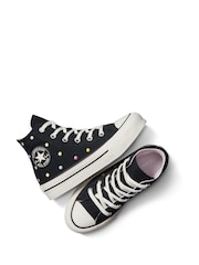 Converse Black Junior Chuck Taylor Embroidered EVA Lift Trainers - Image 8 of 10