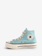 Converse Green Chuck Taylor All Star Lift Suede High Trainers - Image 2 of 9