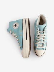 Converse Green Chuck Taylor All Star Lift Suede High Trainers - Image 6 of 9