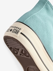 Converse Green Chuck Taylor All Star Lift Suede High Trainers - Image 7 of 9