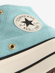 Converse Green Chuck Taylor All Star Lift Suede High Trainers - Image 8 of 9