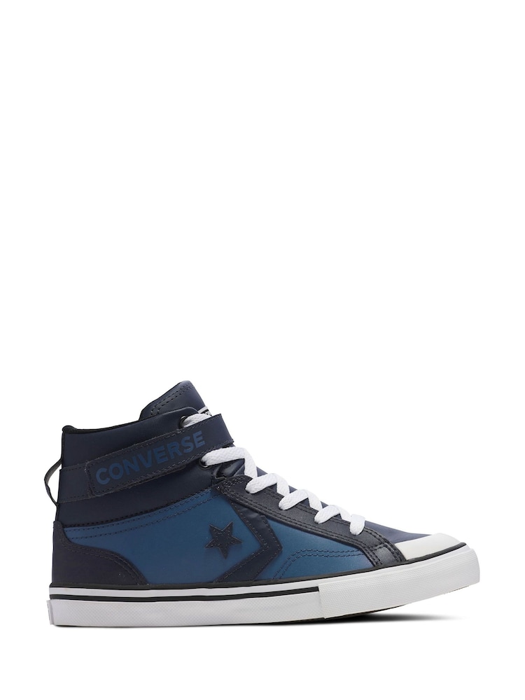 Converse Blue Youth Pro Blaze Strap High Top Trainers - Image 1 of 15 Converse Blue Youth Pro Blaze Strap High Top Trainers - Image 1 of 15