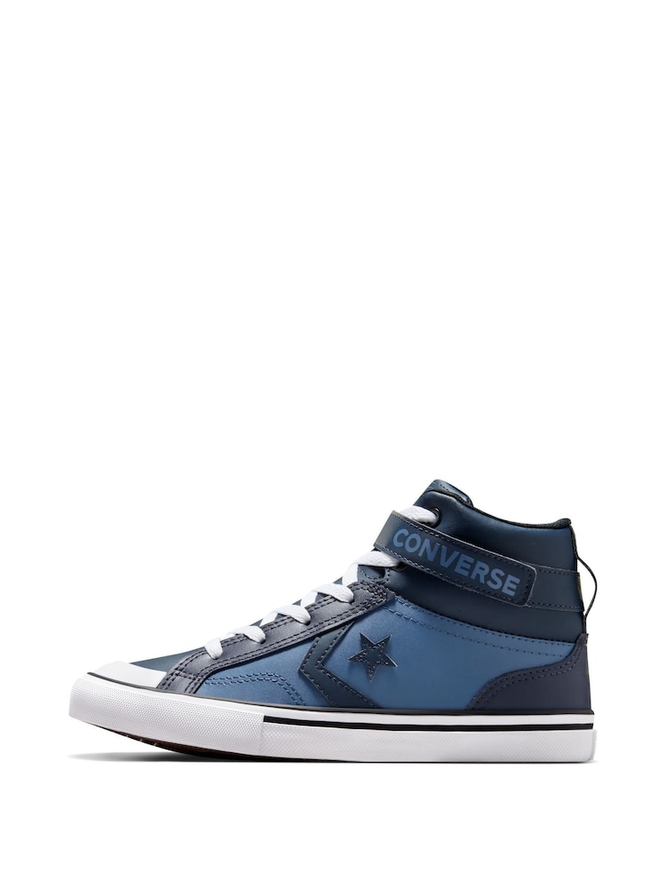 Converse Blue Youth Pro Blaze Strap High Top Trainers - Image 2 of 15
