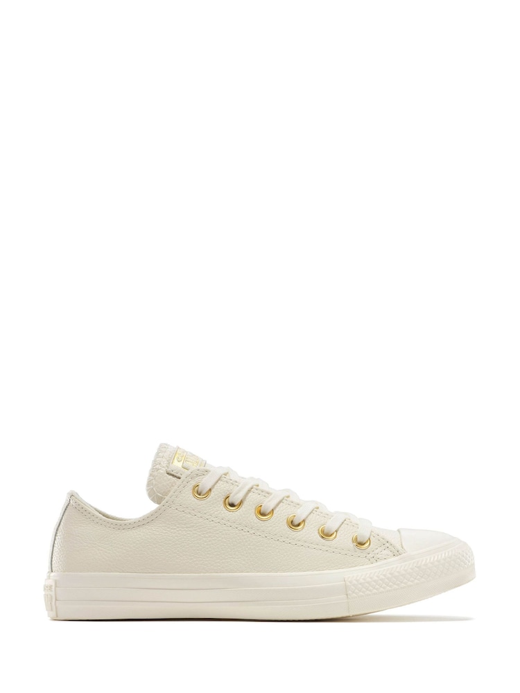 Converse White/Gold Chuck Taylor All Star Mono Leather Low Trainers - Image 5 of 18