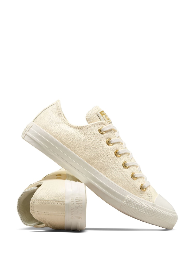 Converse White/Gold Chuck Taylor All Star Mono Leather Low Trainers - Image 7 of 18