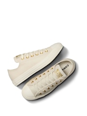 Белый/золотистый - Кожаные низкие кроссовки Converse Chuck Taylor All Star Однотонный - Изображение 9 из 18
