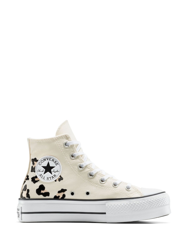 Converse Natural Pale Platform Lift High Top Trainers - Image 1 of 5