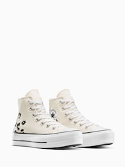 Converse Natural Pale Platform Lift High Top Trainers - Image 3 of 5