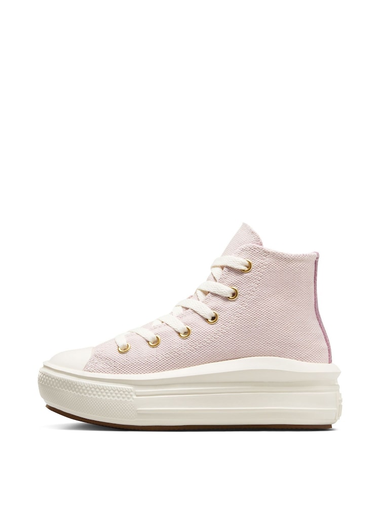 Converse Pink Move Platform High Top Junior Trainers - Image 2 of 9