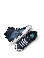 Converse Blue Junior Pro Blaze Strap Easy On High Top Trainers - Image 8 of 11