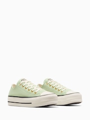 Converse Green Chuck Taylor All Star Lift Suede Low Trainers - Image 3 of 7