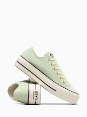 Converse Green Chuck Taylor All Star Lift Suede Low Trainers - Image 4 of 7
