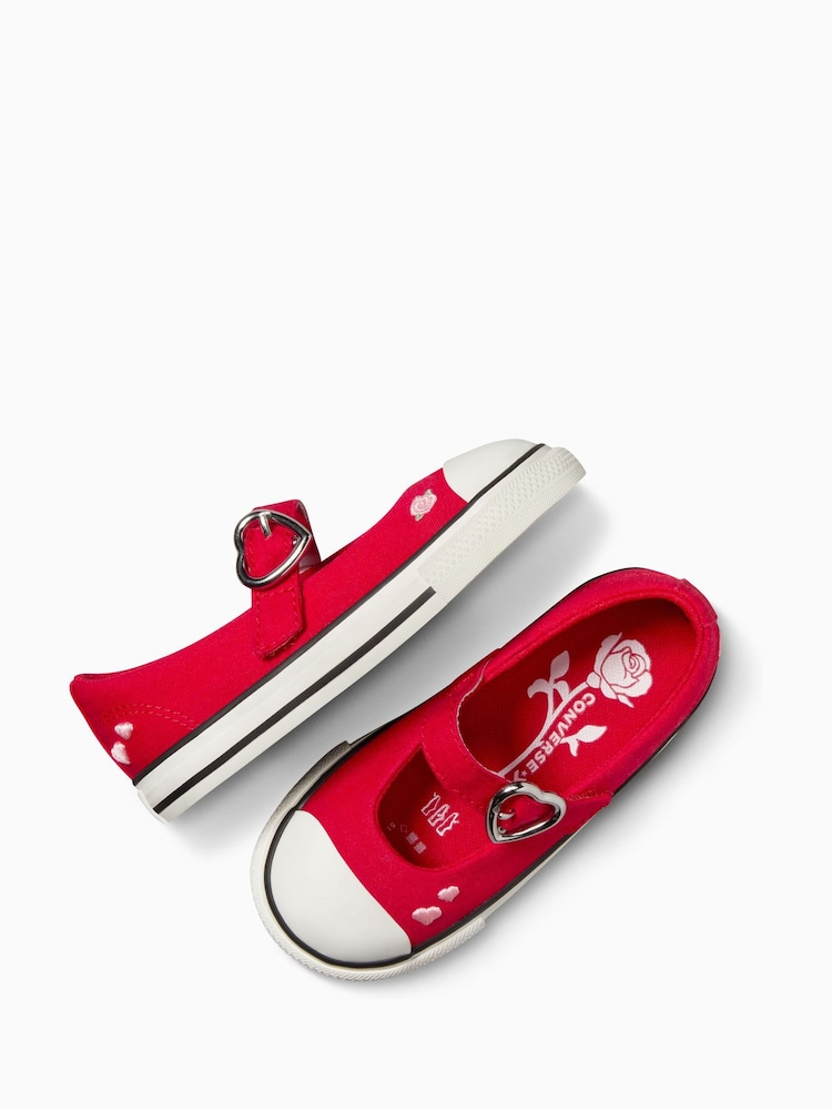 Converse Red Infant Hearts Chuck Taylor Dainty Mary Jane Trainers - Image 4 of 8