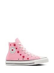Converse Pink Youth Hearts Chuck Taylor Trainers - Image 1 of 9