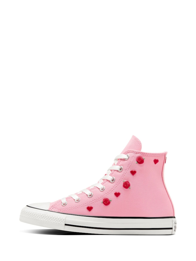 Converse Pink Youth Hearts Chuck Taylor Trainers - Image 2 of 9