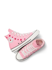 Converse Pink Youth Hearts Chuck Taylor Trainers - Image 6 of 9
