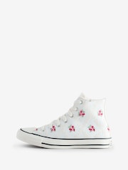 Converse White Youth Hearts Chuck Taylor Trainers - Image 2 of 9