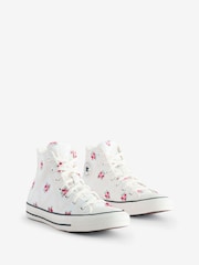 Converse White Youth Hearts Chuck Taylor Trainers - Image 3 of 9