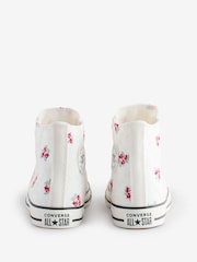Converse White Youth Hearts Chuck Taylor Trainers - Image 4 of 9