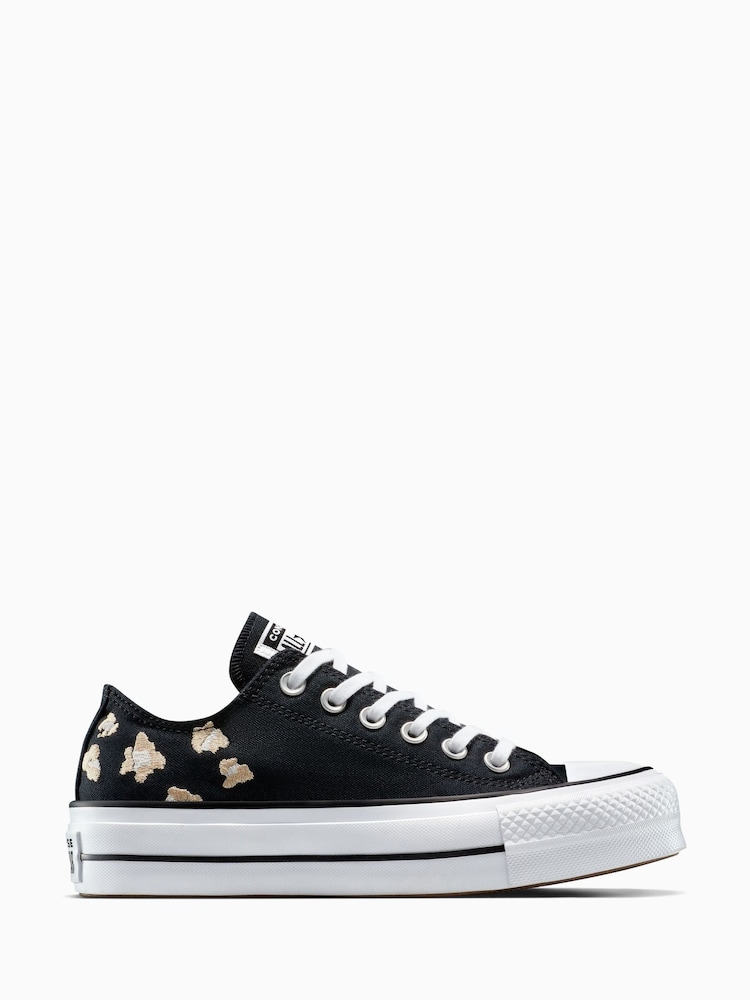 Converse Black Platform Lift Chuck Ox Trainers - Image 1 of 7
