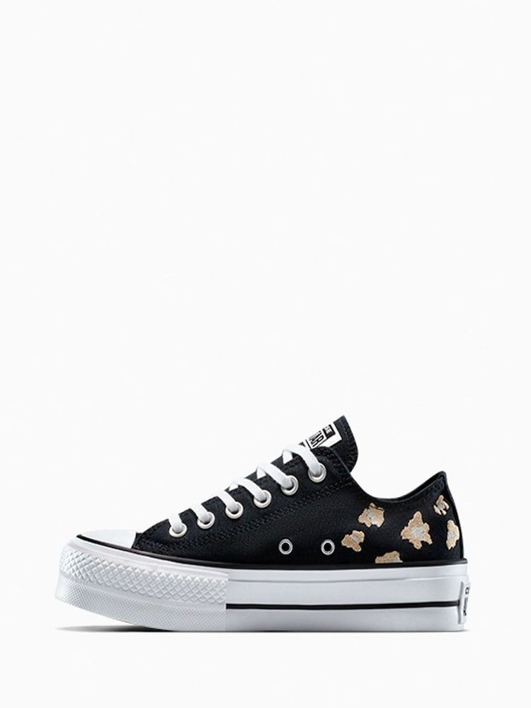 Converse Black Platform Lift Chuck Ox Trainers - Image 2 of 7