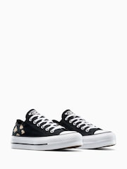 Converse Black Platform Lift Chuck Ox Trainers - Image 3 of 7