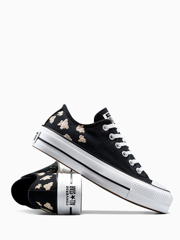 Converse Black Platform Lift Chuck Ox Trainers - Image 5 of 7