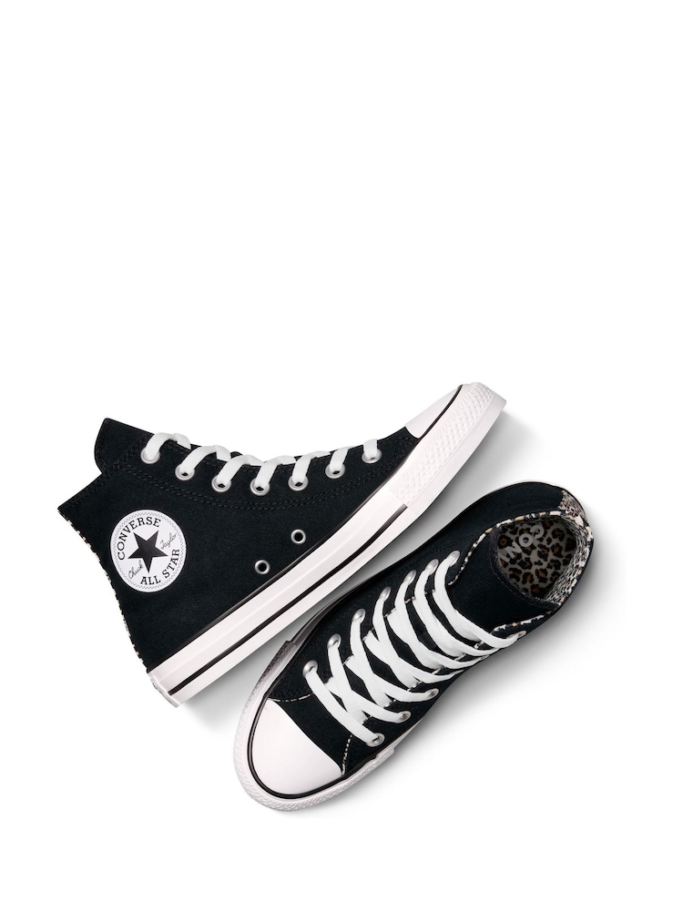 Converse Black Chuck Taylor All Star Leopard Print Trainers - Image 7 of 11